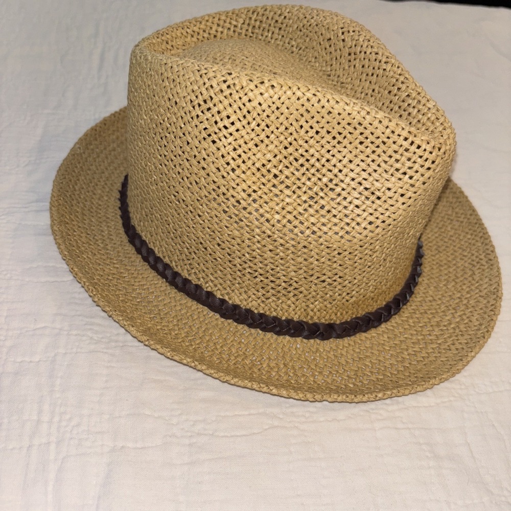 Capas Fedora Straw Classic Vent Natural Fiber Godfather Hat Tan Med NEW‎
